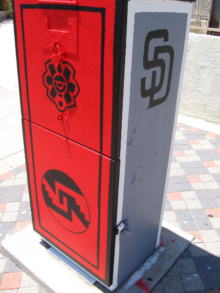 Among many symbols in the Barrio Logan street art, I spy the logo of the San Diego Padres!