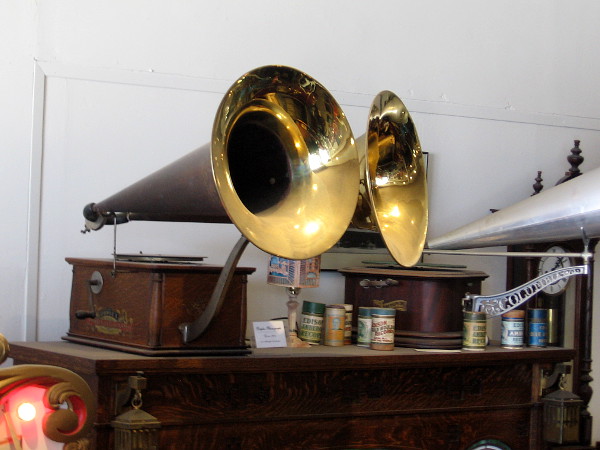 An antique two-horn Duplex Phonograph.