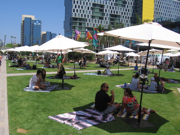 Lots of people were enjoying the farmers market-like setting.