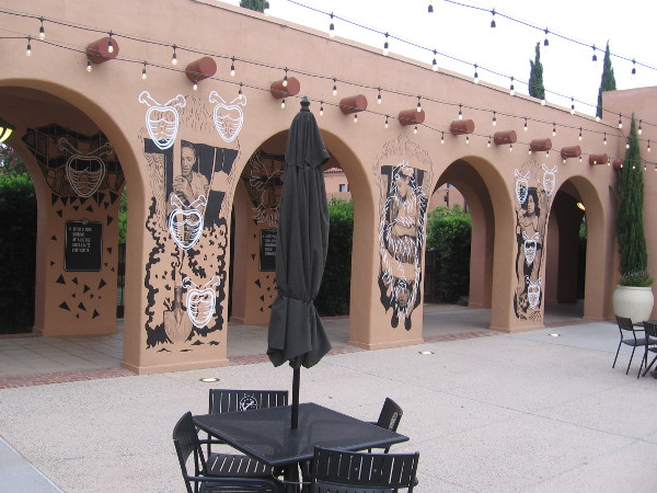 A series of columns at Liberty Station have been painted by artist Hugo Crosthwaite.
