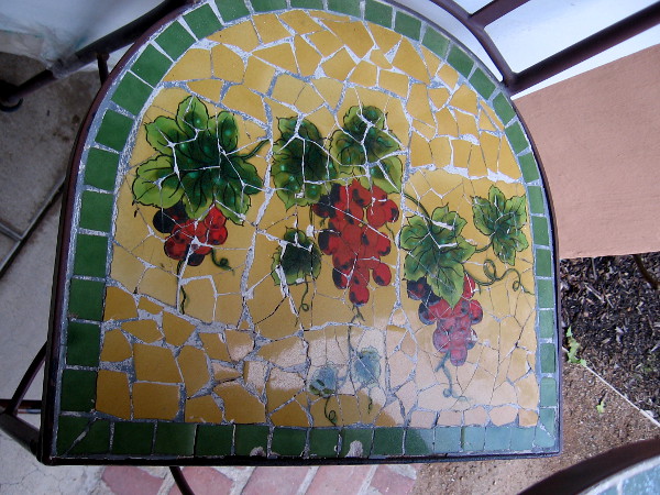 I spotted this patio chair's artistic seat while walking around the Arts District.