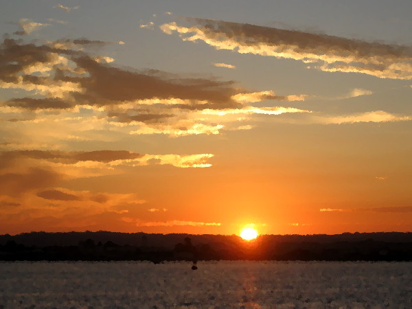 Sunset over Point Loma across San Diego Bay.