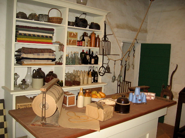 The store, or tienda, contained shelves of goods that might be purchased by the residents of Old Town San Diego. Much of the merchandise came by ship from the East Coast around Cape Horn.