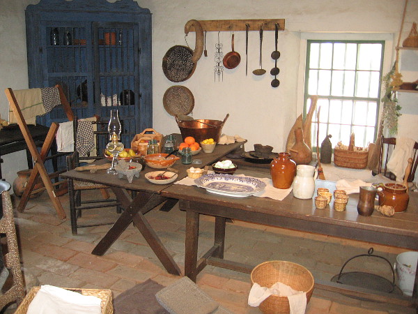 The kitchen inside La Casa de Estudillo provides an idea of what life might have been like in early San Diego.