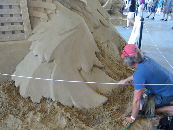 The base of Liberation, a sand sculpture about freedom by World Master Dan Belcher from St. Louis, Missouri.