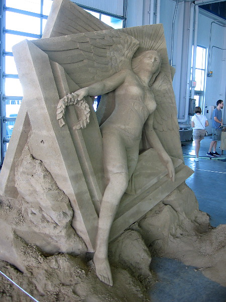 Victory, a classic sand sculpture by World Master Thomas Koet from Melbourne, Florida.