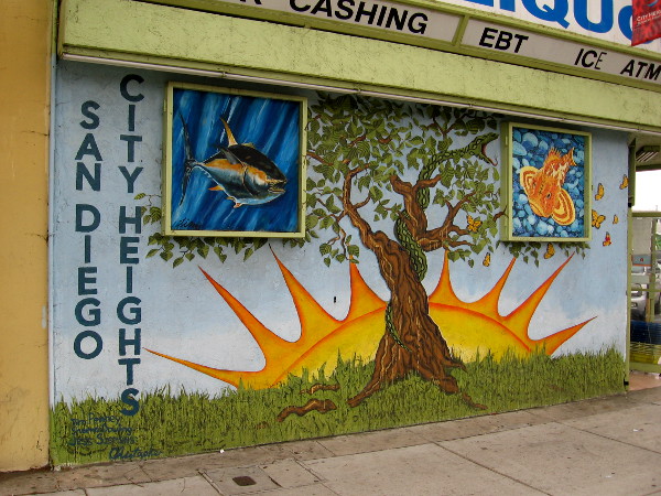 One business along University Avenue had their building painted with a wonderful mural with images of nature.