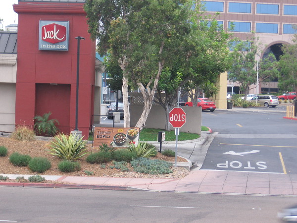 If you're driving an inverted car past Jack in the Box near Hazard Center, this stop sign might make sense.