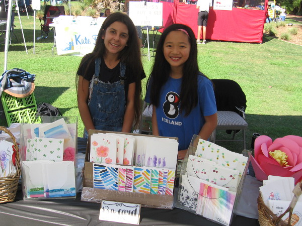 These young ladies of the Sunday Morning Studio had lots of really great handmade watercolor greeting cards for sale.
