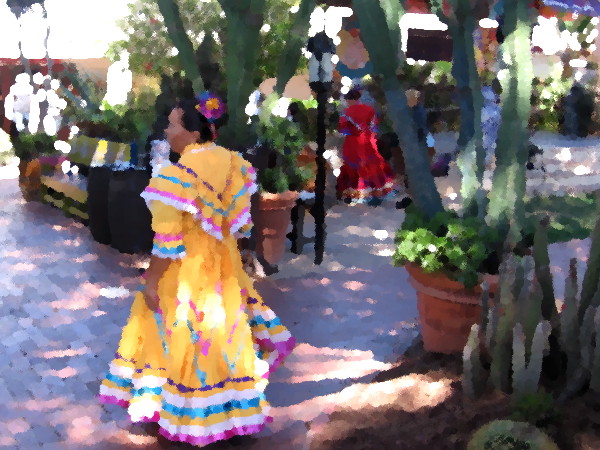 Ballet folklórico dancer at Fiesta de Reyes in Old Town San Diego.