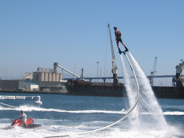 There was a fun demonstration by two daredevil water jetpack guys.