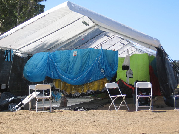 A huge tent contained lots of parachutes. I'm not sure if these were drying out, or what.