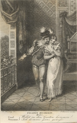 19th Century engraving depicting Count Almaviva and Susanna in Act 3 of The Marriage of Figaro. Photo courtesy Wikimedia Commons.