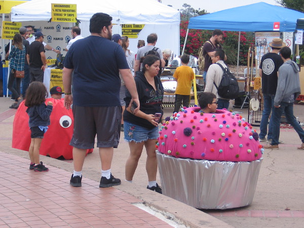 Kids were riding cupcake cars around the Plaza de Balboa during the annual maker event.