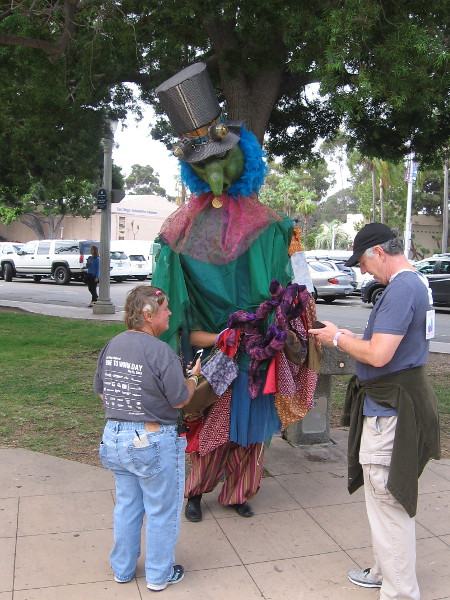 Alastair, The Great Fairy Tinkerer hangs out in front of the future Comic-Con Museum in Balboa Park.