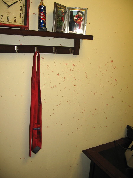 Blood splattered on the wall!