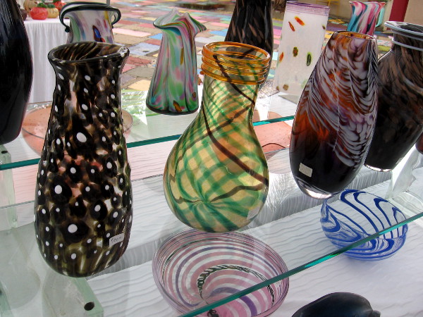 Beautiful works of art on display at the Glass Show and Sale in Spanish Village.
