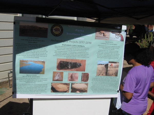 A poster shows California State Parks Southern Service Center's various Archaeological Projects 2017-2018.