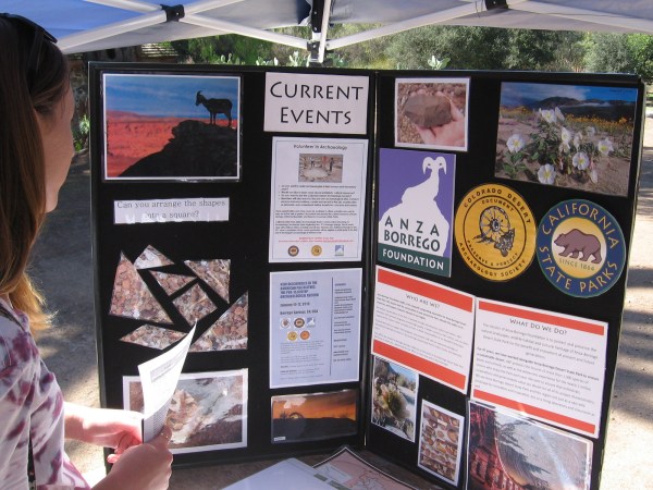 A display contains info regarding the Anza Borrego Foundation and the Colorado Desert Archaeology Society.