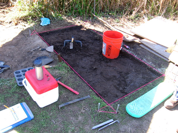 A part of a torn down barn's foundation has been discovered here.