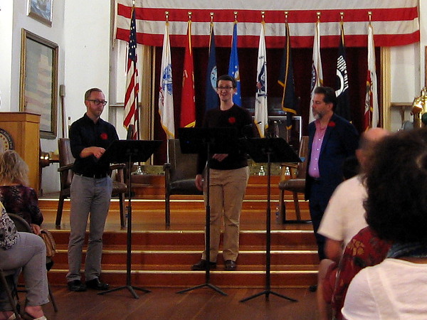 Juan Carlos Acosta, Timothy Simpson and Walter Dumelle sing together in a short but stirring preview of All Is Calm.