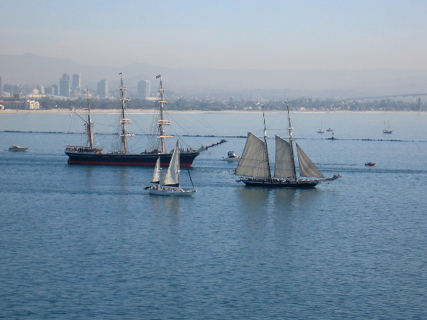 Star of India, oldest active sailing ship in the world, and Californian enter the Pacific Ocean together.