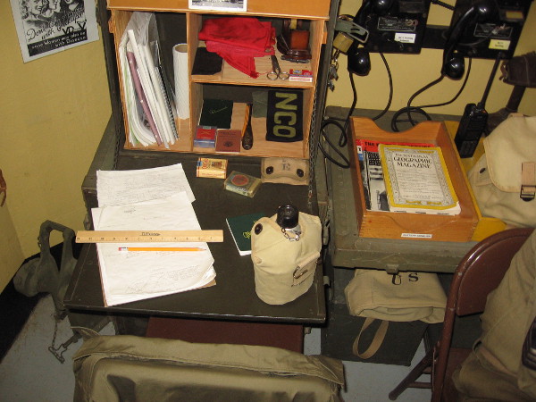 A photograph inside the top level of the bunker, which served as the Battery Commander Station for nearby Battery Ashburn.
