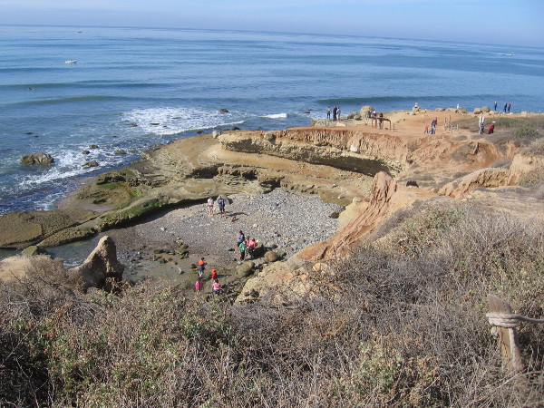 The tide pool area is active with curious visitors. Only two hours until low tide this afternoon.