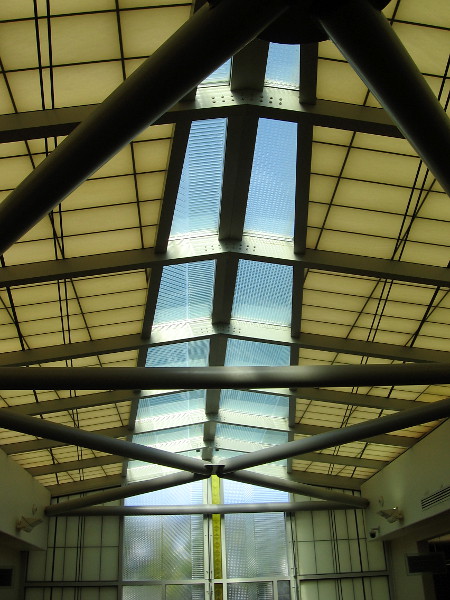 Looking up at the stunning skylight.