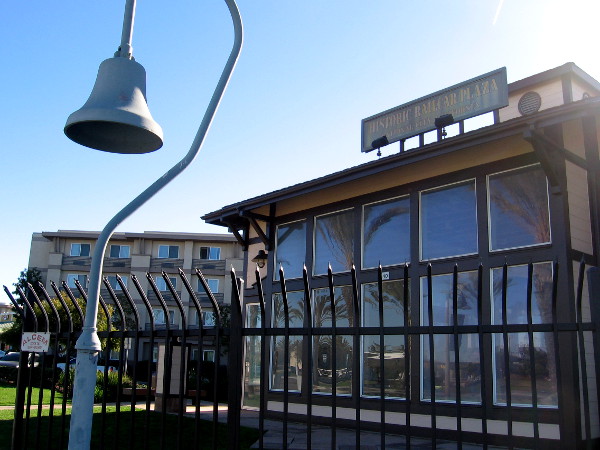 After I crossed Bay Marina Drive, I spotted an iconic El Camino Real bell near the National City Historic Railcar Plaza.