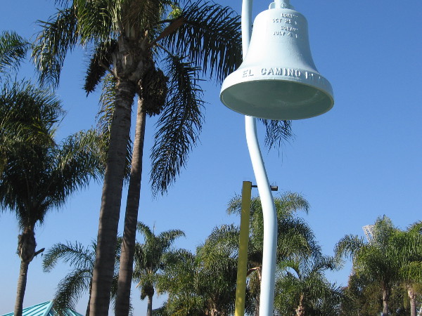 El Camino Real bell in Cesar Chavez Park in Barrio Logan.