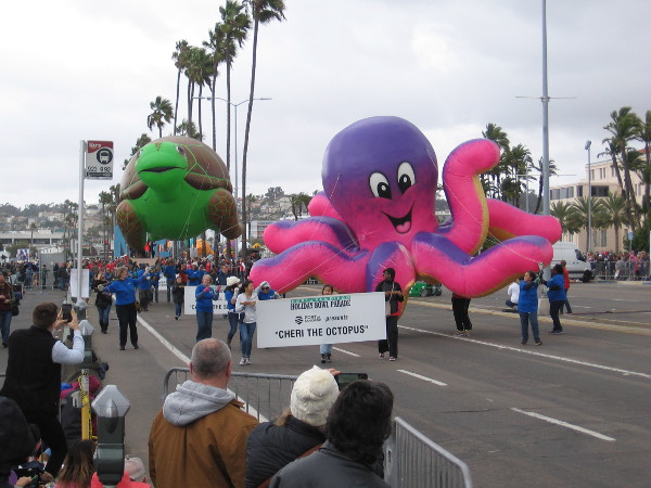 The first balloon is cheerful Cheri the Octopus!