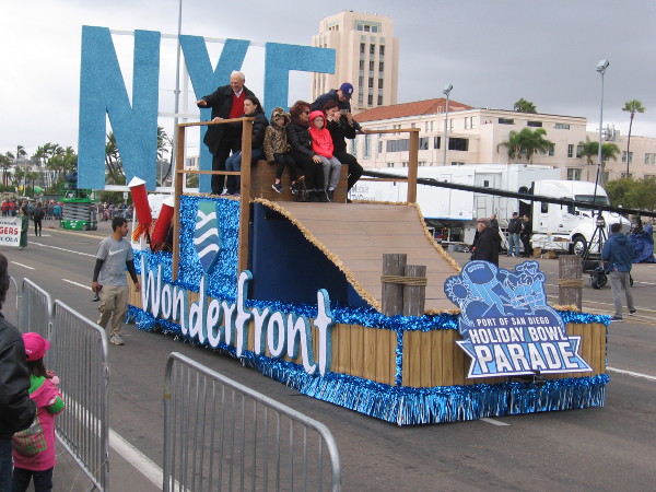 San Diego County Supervisor Ron Roberts waves from the Wonderfront float. San Diego's waterfront is indeed full of wonders!