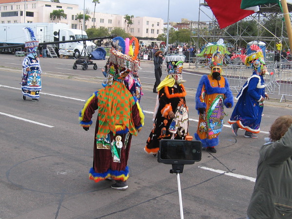 Chinelos dancers were viewed with astonishment by many in the audience. It's an unusual Mexican tradition popular in the state of Morelos.