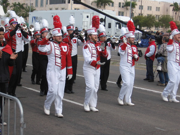 The University of Utah Marching Utes all appear to be having a great time.
