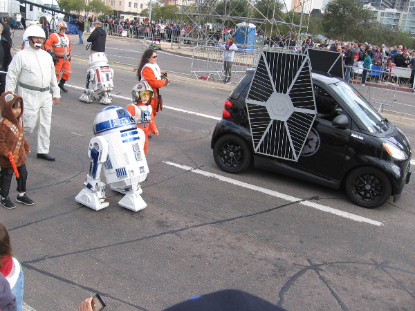 A tiny TIE fighter and tiny Star Wars characters!