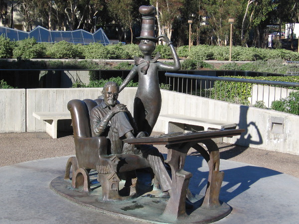 Dr. Seuss and the Cat in the Hat are cast in bronze at UC San Diego in La Jolla, not far from the place where the famous children's author resided much of his life.