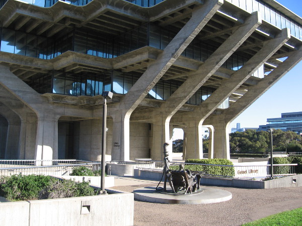 The Theodor Seuss Geisel Memorial stands on the outdoor Forum Level of the Geisel Library at UCSD.