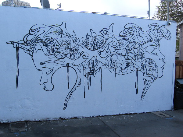 On the same Sunset Kava wall a very cool abstract design was painted by artist Mary Jhun.