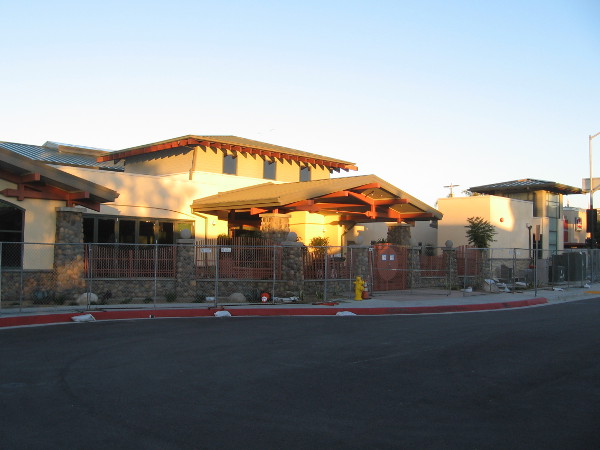 Early sunshine on the handsome new Mission Hills-Hillcrest Branch Library. It will be completed and open to the public in a little over two weeks!