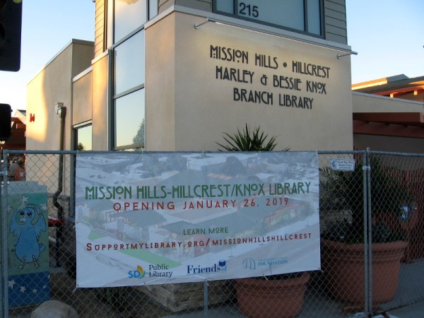 Mission Hills-Hillcrest/Harley & Bessie Knox Branch Library opens on January 26, 2019!