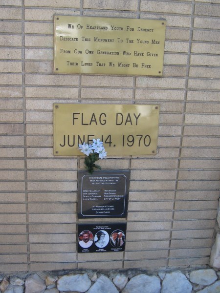 We of Heartland Youth for Decency dedicate this monument to the young men from our own generation who have given their lives that we might be free.