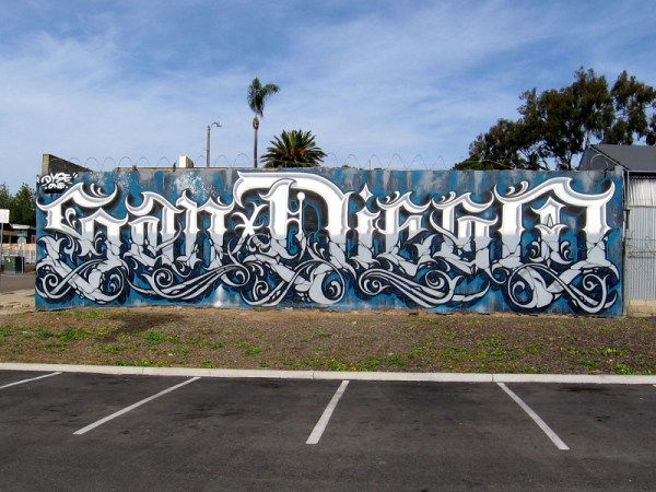 A very cool graffiti-style "San Diego" mural at 20th Street and Imperial Avenue painted by Dyse One.