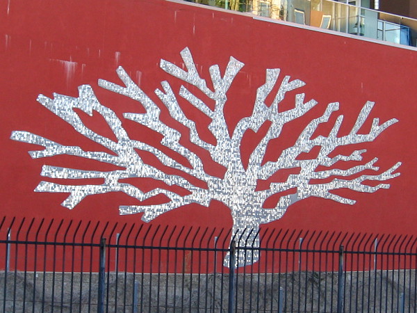 The Shimmer Tree, public art in San Diego's Little Italy neighborhood by Stephanie Clair.