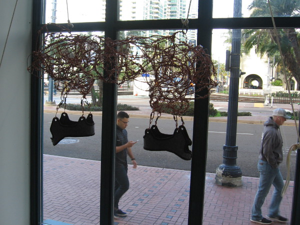 Bubble, 2018, Brandie Maddalena. Copper, felt, paracord, steel, human interaction.