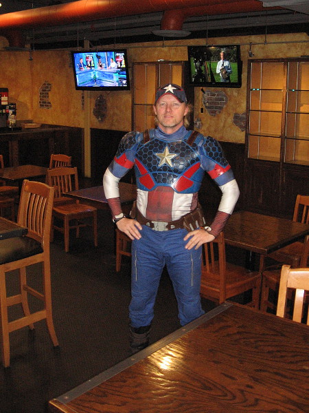 I spotted Captain America in the cafe of the Federal Building, future home of the Comic-Con Museum! (He's actually a cool member of San Diego's Science Fiction Coalition!)