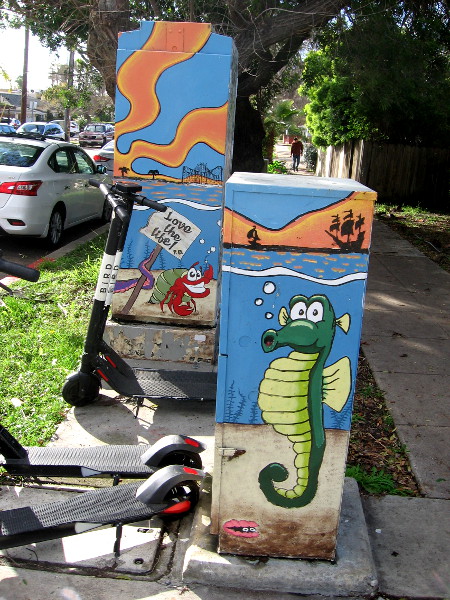 A couple of electrical boxes at Grand and Fanuel feature lots of fun images.