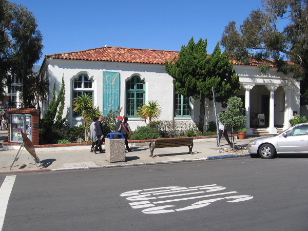 The southwest corner of the Athenaeum Music and Arts Library in La Jolla.