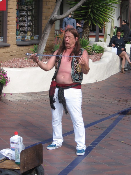 The second act was sword swallowing. Murrugan the Mystic is one of the very few true sword swallowers in the world.