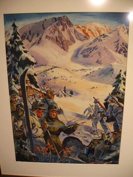 Snow Field Training, watercolor, 1942. Catherine Campbell Beaumont Collection.